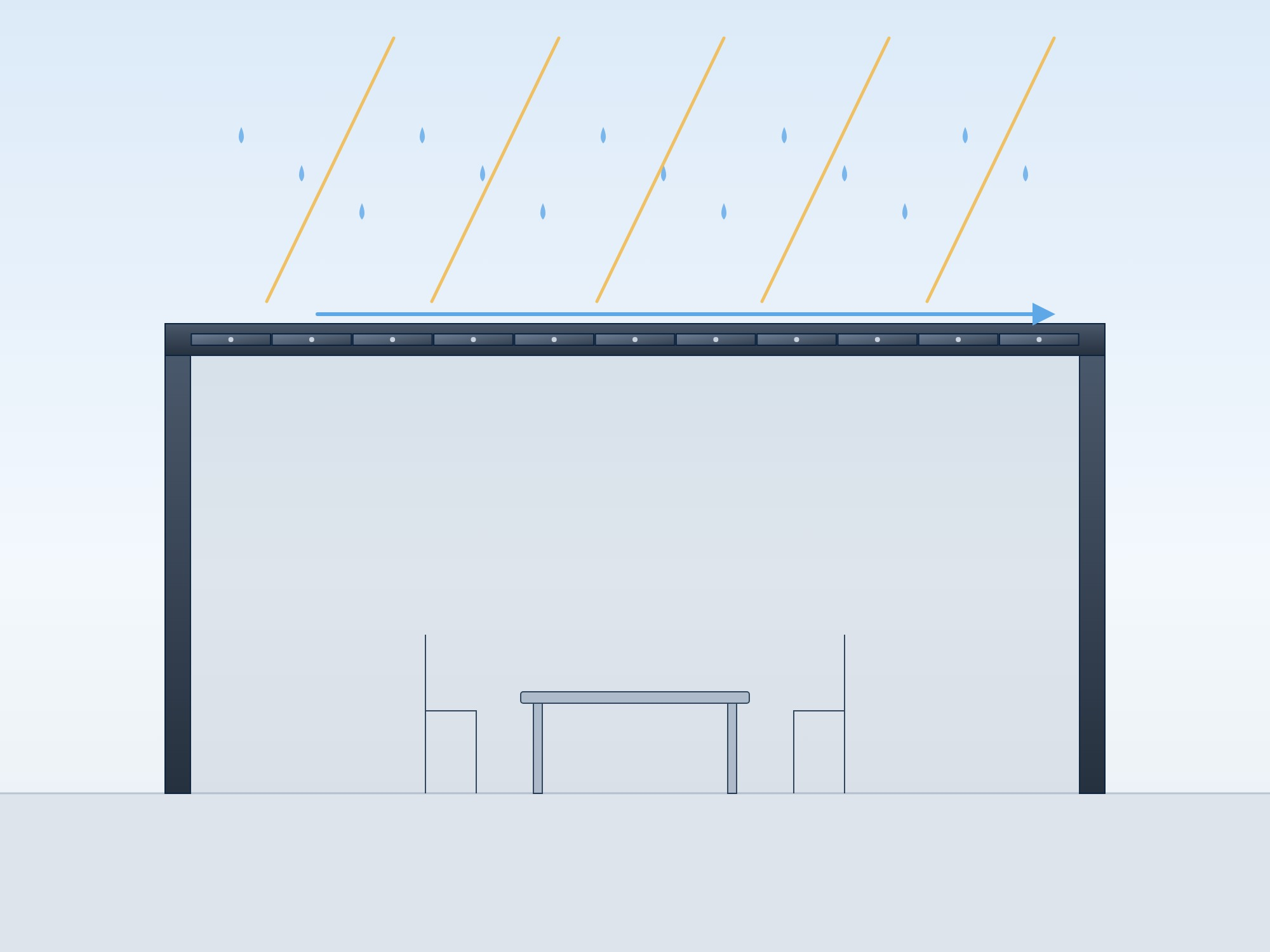 Closed opening and layout view.