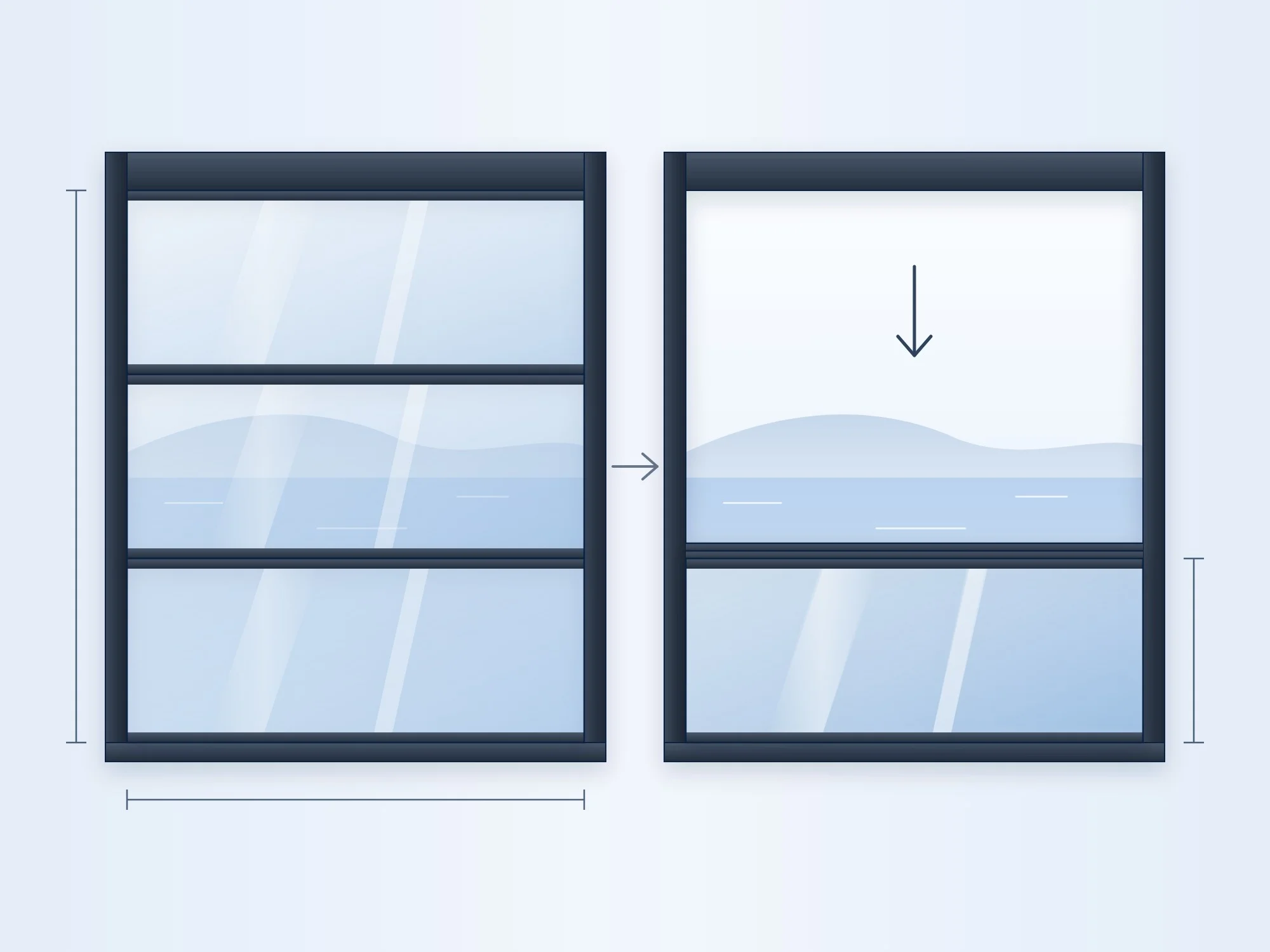 Height, panels and opening - Başaran layout and dimension guide